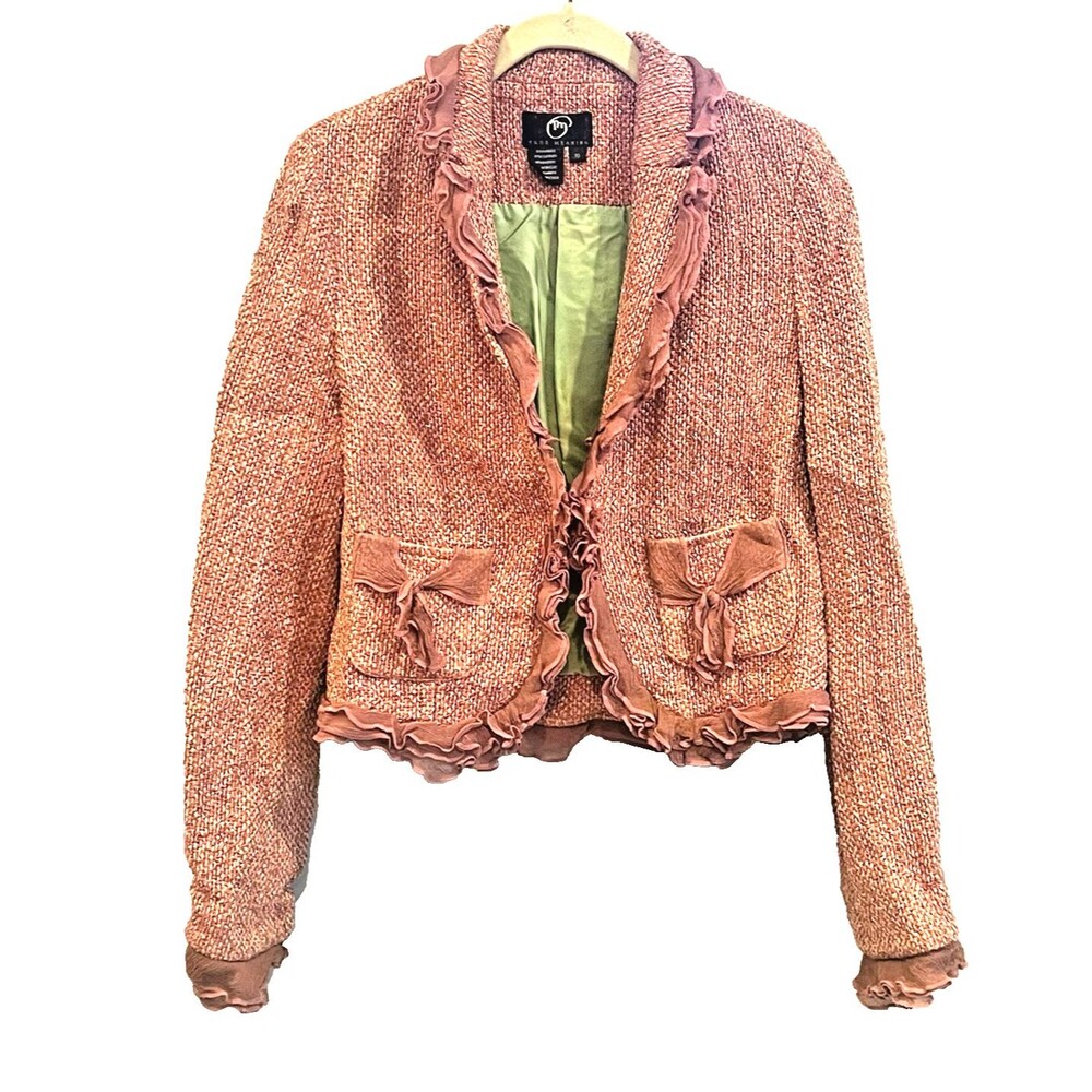 Anthropologie True Meaning Pink Tweed Blazer | Size 10